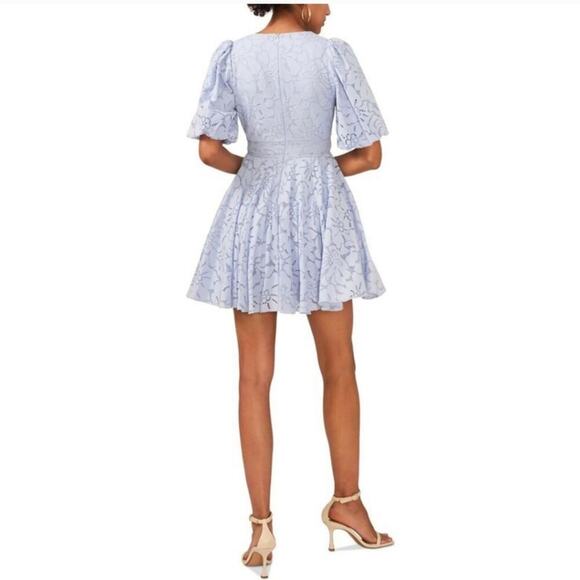 CeCe Blue Floral Lace Fit & Flare Dress 8 - Picture 2 of 11